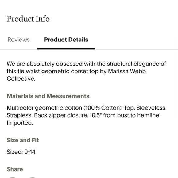 Marissa Webb Collective Blue & Green Geometric Tie Waist Strapless Top - Picture 3 of 6